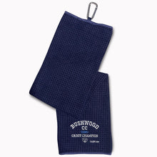 Load image into Gallery viewer, Bushwood blue waffle micro-fiber golf towel
