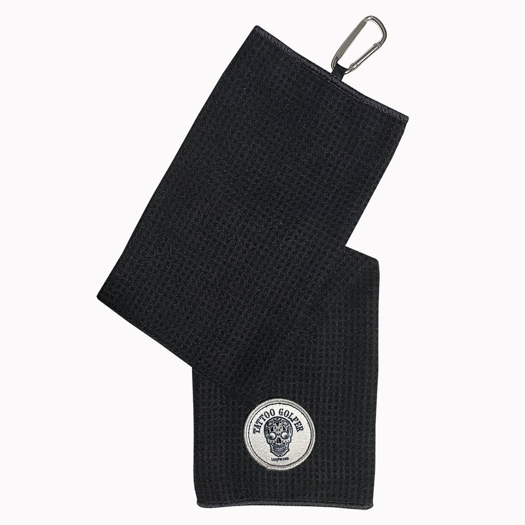 Tattoo Golfer black waffle micro-fiber golf towel